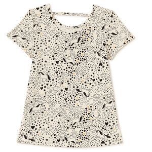Wonder Nation Girls' Unicorn & Hearts Print Top - Black/White/Gold